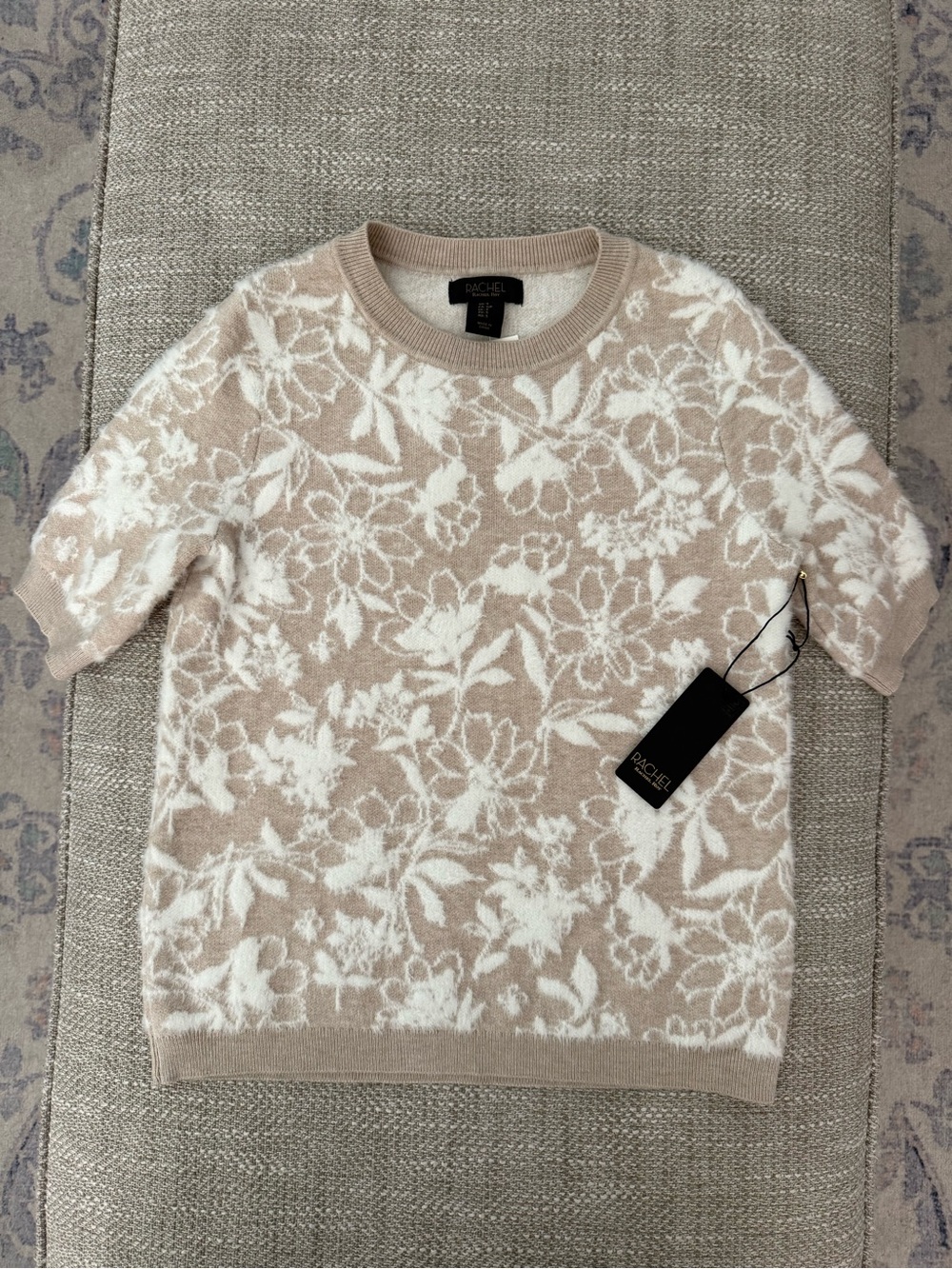RACHEL Rachel Roy Cream & White Floral Crewneck Sweater